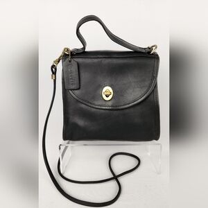 Vintage Coach Black Leather Regina Satchel Crossbody Bag